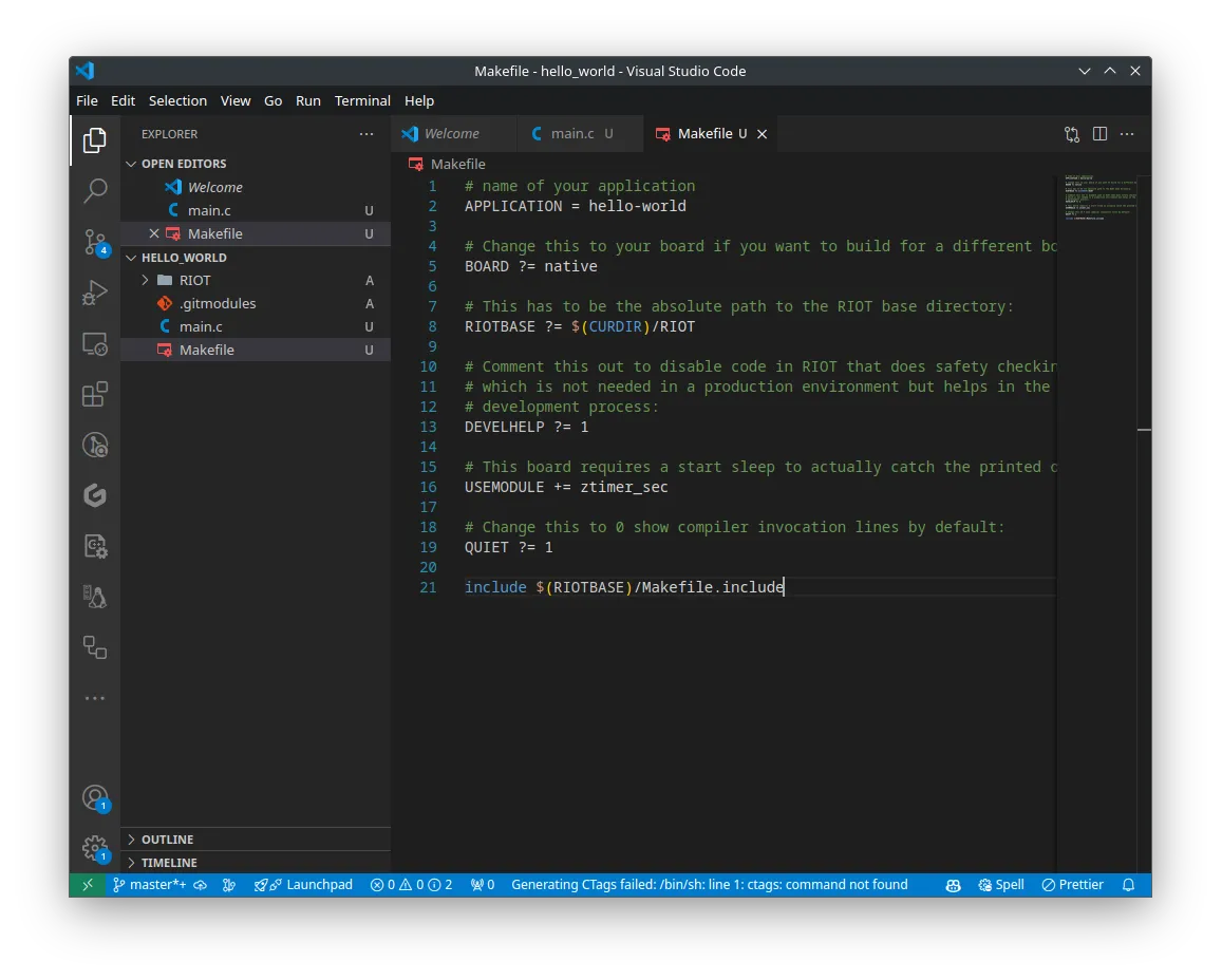 The Makefile in Visual Studio Code